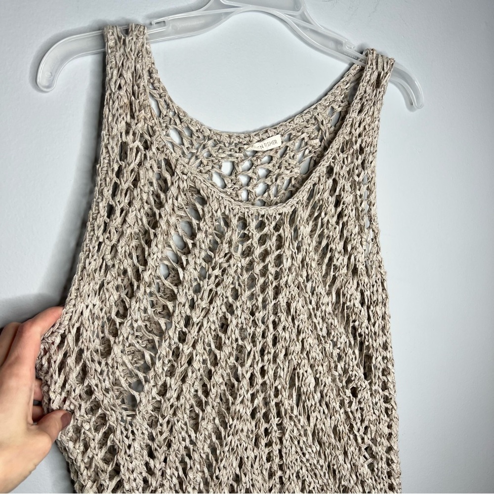 Eileen Fisher Beige Crochet Sleeveless Tank M 10 - 12 - Picture 3 of 6